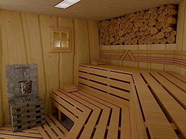 Стены в сауне